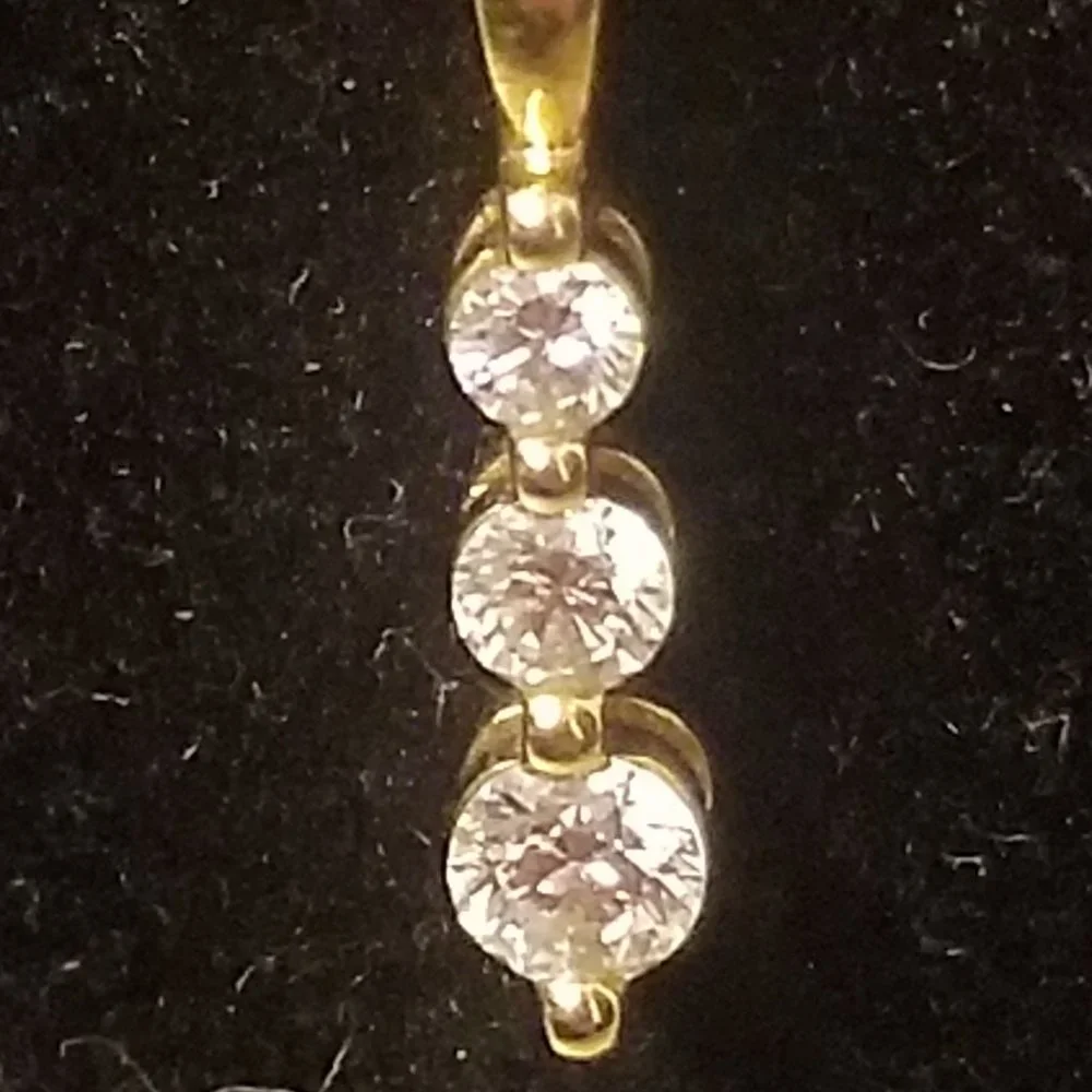 MAYORS BIRKS .50 TRIOLOGY 3 ROUND DIAMOND SOLITAIRE 18k CHAIN PENDANT NECKLACE